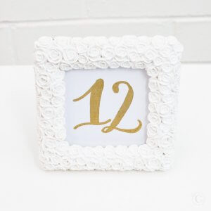 square rose table number frame