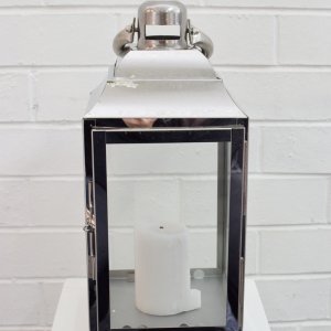 medium size silver lantern.