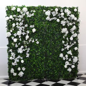 green wall white floral