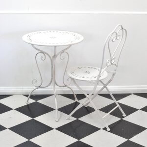 Cream Metal Table and Chairs