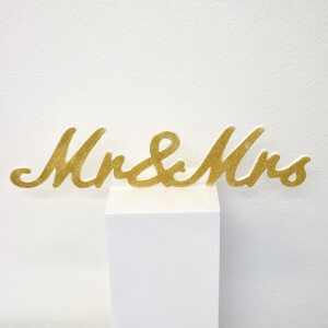 Mr and Mrs Gold Glitter Sign