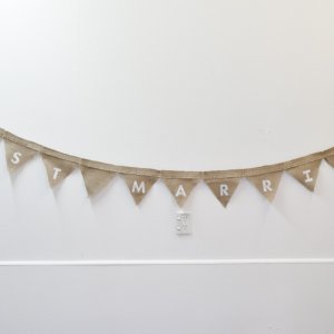 hessian bunting - just married