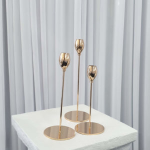 set of 3 gold bud candlestick