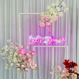 Lets dance LED neon sign in pink light