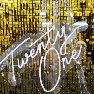 Twenty-one-neon-sign-written form