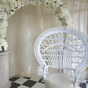 wedding arch with white flowers